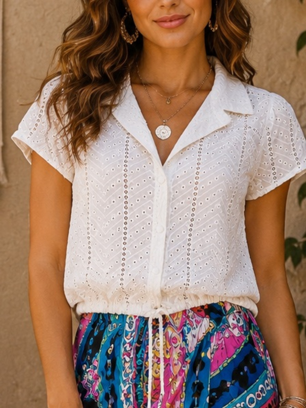 Kirious Los Angeles White Eyelet Blouse 100% cotton medium